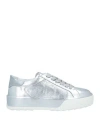 Hogan Woman Sneakers Silver Size 8 Leather In Silver