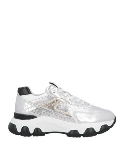 Hogan Woman Sneakers Silver Size 7 Leather