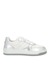 Hogan 630 Metallic-panelled Sneakers In Silver