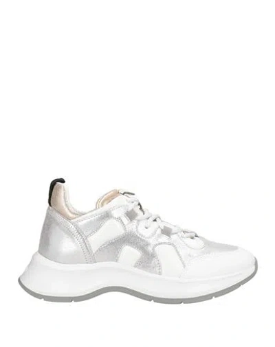 HOGAN HOGAN WOMAN SNEAKERS SILVER SIZE 8 LEATHER