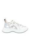 Hogan Woman Sneakers Silver Size 8 Leather In Silver
