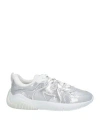 Shop Hogan Woman Sneakers Silver Size 8 Leather, Textile Fibers