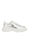 Hogan Woman Sneakers Silver Size 8 Textile Fibers In Silver