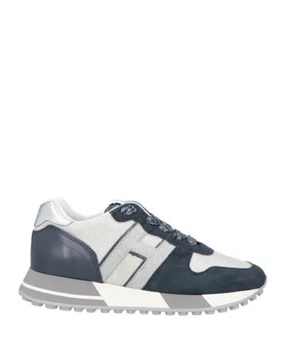 Hogan Woman Sneakers Slate Blue Size 6.5 Leather, Textile Fibers