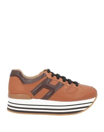 Hogan Woman Sneakers Tan Size 5 Leather In Brown