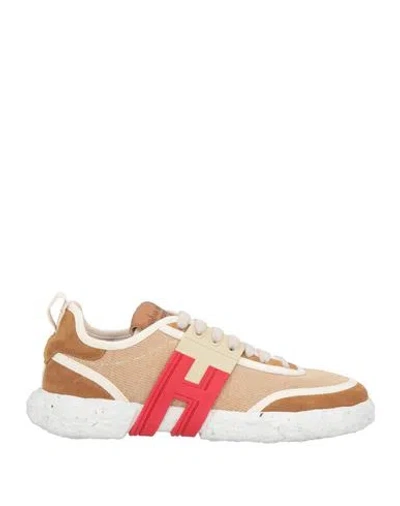 Hogan Woman Sneakers Tan Size 7.5 Leather, Textile Fibers In Brown