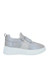 Hogan Woman Sneakers Taupe Size 6 Goat Skin In Grey