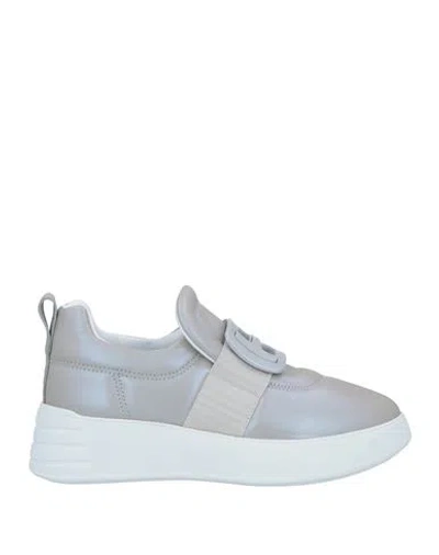 Hogan Woman Sneakers Taupe Size 6 Goat Skin In Grey