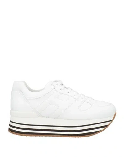 Hogan Woman Sneakers White Size 10 Leather In Animal Print