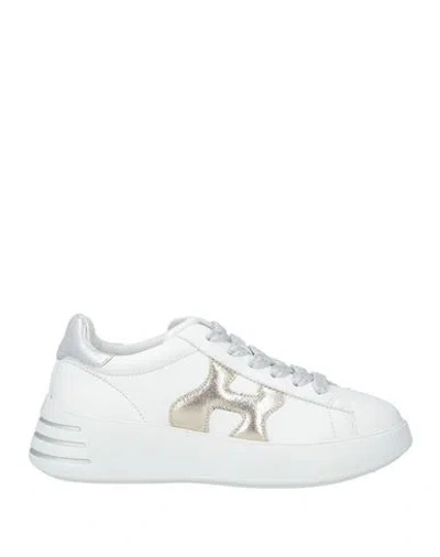 Hogan Rebel Perforated Silver Logo Trainers In White