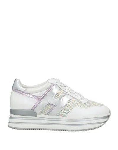 Hogan Woman Sneakers White Size 6.5 Leather, Textile Fibers