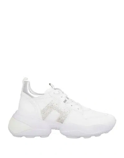 Hogan Woman Sneakers White Size 7.5 Leather, Rubber