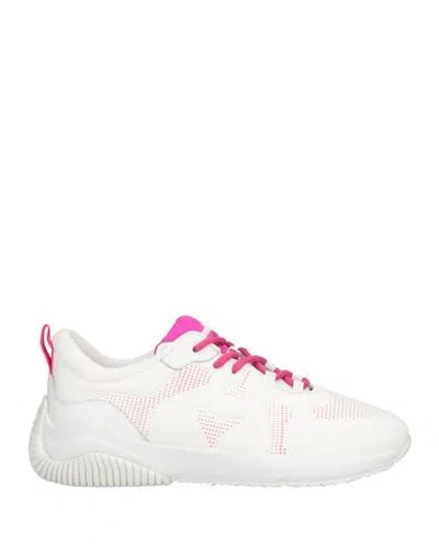Hogan Woman Sneakers White Size 8 Leather, Rubber