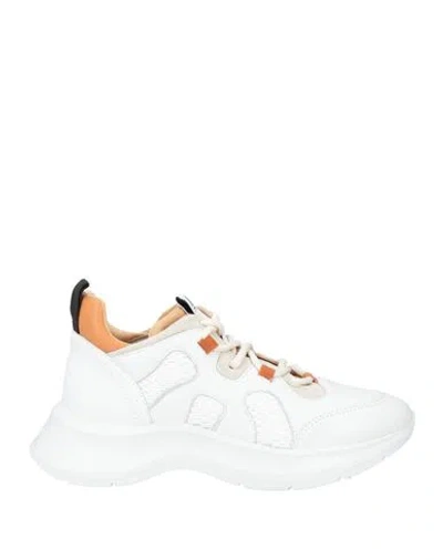 HOGAN HOGAN WOMAN SNEAKERS WHITE SIZE 7.5 LEATHER, TEXTILE FIBERS