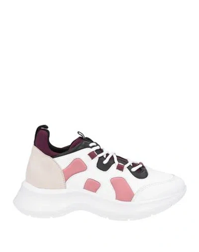 Hogan Woman Sneakers White Size 7.5 Soft Leather, Textile Fibers