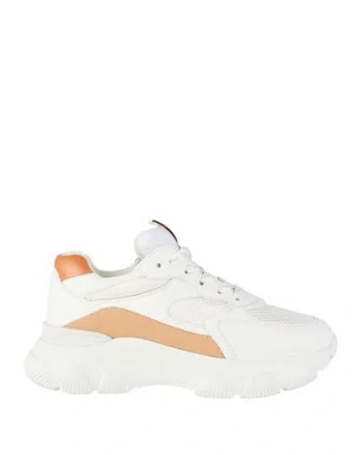 Hogan Woman Sneakers White Size 8 Leather, Textile Fibers