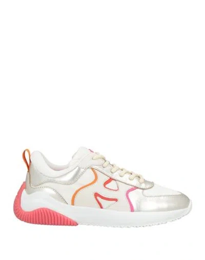 Hogan Woman Sneakers White Size 8 Leather, Textile Fibers