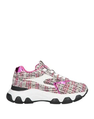 Hogan Woman Sneakers White Size 8 Textile Fibers In Multi