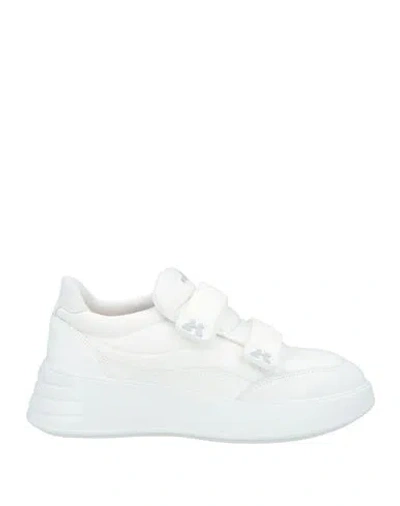 Hogan White Velcro Strap Platform Sneakers