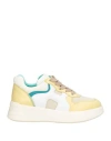 Hogan Woman Sneakers Yellow Size 8 Leather, Textile Fibers In Yellow