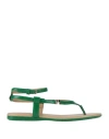Hogan Woman Thong Sandal Green Size 5 Leather