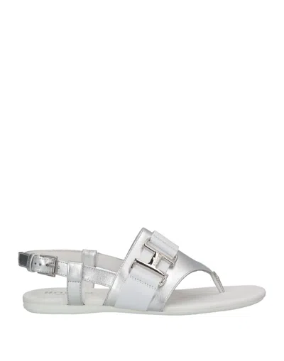 Hogan Toe Strap Sandals In Silver