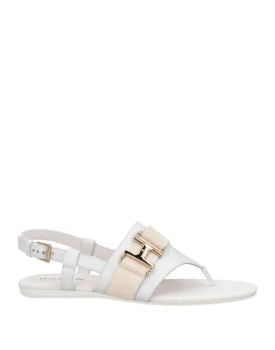 Hogan Toe Strap Sandals In White