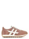 Hogan Suede Sneakers With Contrast Stripes And Rubber Sole In Pink & Purple