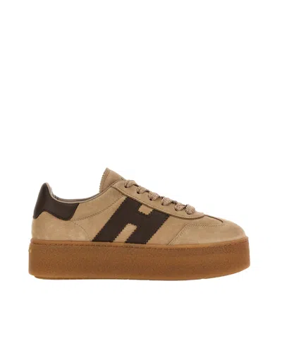 Hogan Women's Calfskin Leather Platform Sneakers With Eva Monobloc Sole In C808+s610