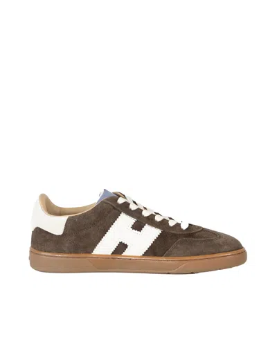 Hogan Women's Calfskin Low-top Sneakers With Rubber Monoblock Sole In Brown