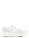 Hogan Perforated Toe Rubber Sole Suede Panels Sneakers In White
