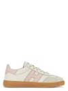Hogan Cool Low-top Sneakers With Contrasting Suede And Leather In White,pink