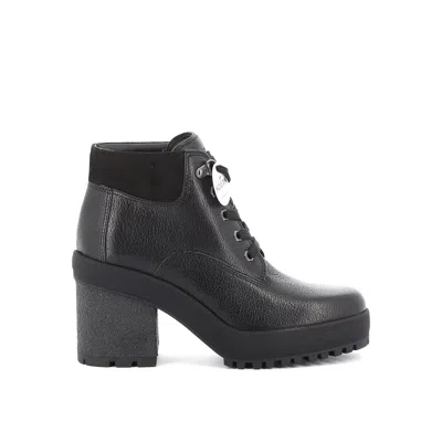 Hogan Women's Grained Leather Ankle Boots In Black In Grey