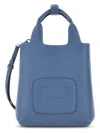 Hogan Small Leather Tote Bag With Structured Shape In Blue