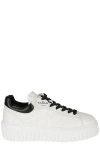 Hogan H-stripes Low-top Platform Sneakers In White,black
