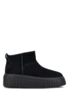 Hogan Ankle-high Minimalist Suede Shoes In Nero