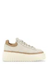 Hogan Ivory Brown Lace-up Sneakers With Textured Sole In Beige