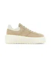 Hogan H-stripes Logo-perforated Leather Sneakers In Powder