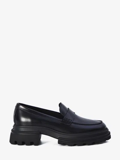 Hogan Luxurious Leather Loafers For Women In Black
