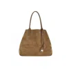 Hogan Spacious Suede Tote Bag With Leather Accents In Sand