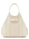 Hogan Script Small Leather Tote Bag In Ivory