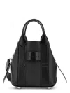 Hogan Medium Leather Handbag With Pebbled Texture In Black
