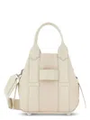 Hogan Script Small Leather Tote Bag In Ivory