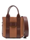 Hogan Small Leather Tote Bag Script In Leather Brown