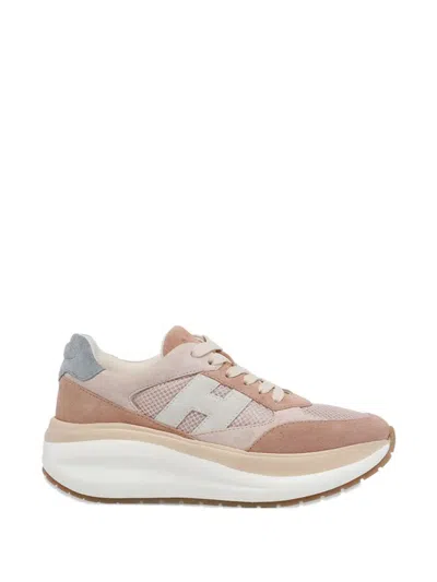 Hogan Neutrals Calfskin Suede Panel Sneakers In Multi