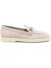 Hogan Suede Moc Toe Loafers With Rubber Sole In Nude & Neutrals