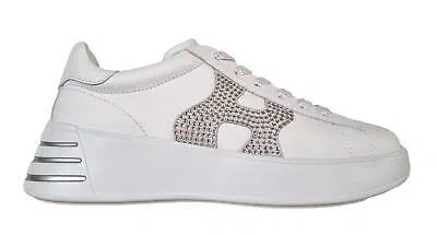 Pre-owned Hogan Women's Sneaker Rebel H564 H Rhinestone Hxw5640es90nzub001 White