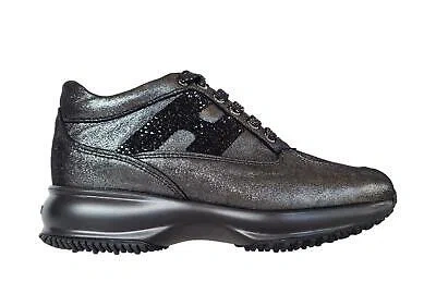 Pre-owned Hogan Women's Sneaker Shoes H Strass Interactive3 Hxw00n02010q8nb999 Black