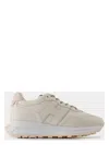 Hogan Leather Sneakers With Contrasting Profiles And Studs In Beige
