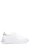 Hogan Leather Sneakers With Glittered Patch In White,silver